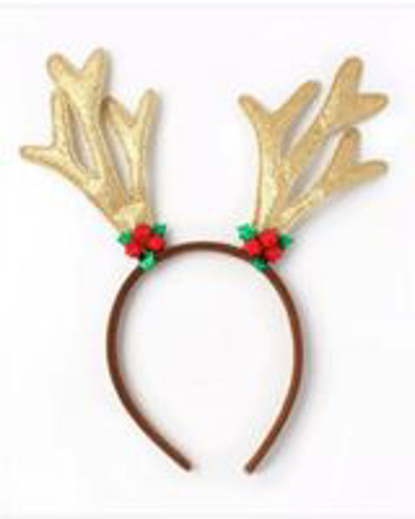 Picture of 72854 CHRISTMAS GOLD GLITTER REINDEER ANTLERS BAND